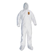 KLEENGUARD A30 Elastic Back and Cuff Hooded/Boots Coveralls, 4X-Large, White, 21PK KCC46127